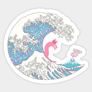 Psychodelic Bubblegum Kunagawa Surfer Cat Sticker